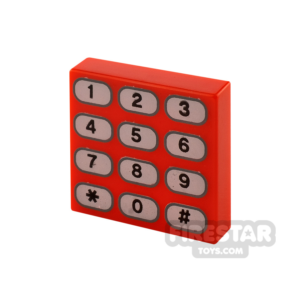 Printed Tile 2x2 - Phone Keypad RED