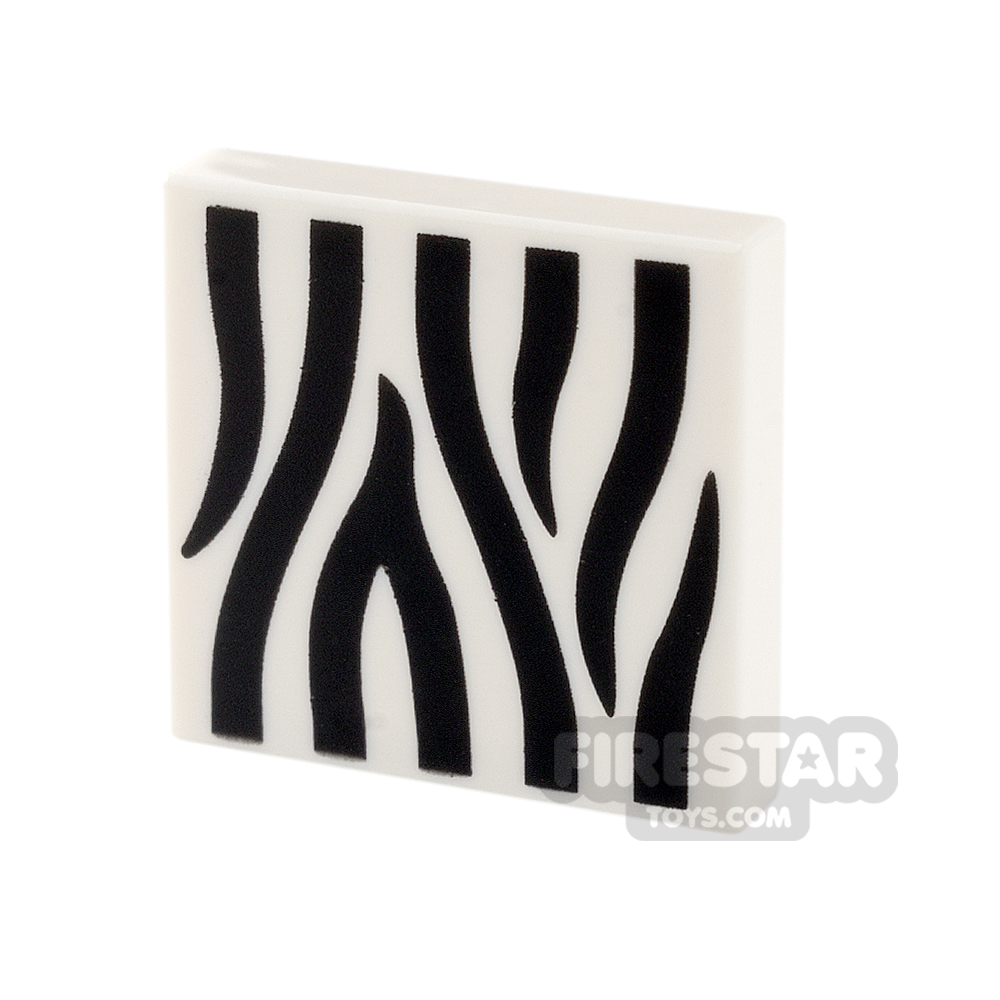 Printed Tile 2x2 - Zebra Stripes WHITE