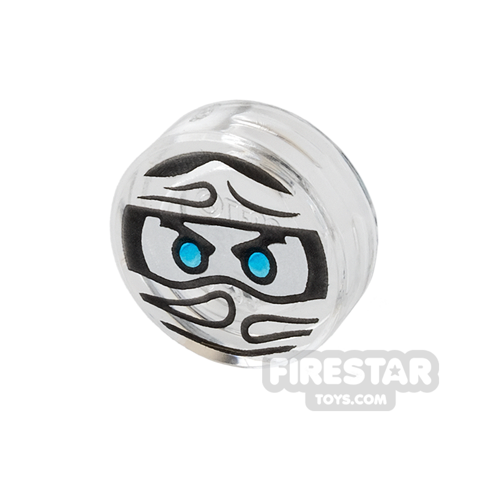 Printed Round Tile 1x1 - Ninjago Trapped Zane TRANS CLEAR