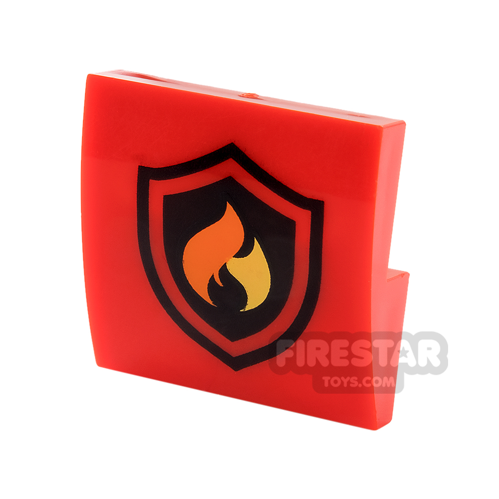 Printed Curved Slope 2x2 - Fire Logo RED
