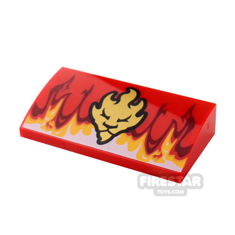 Printed Slope 2 x 4 x 2/3 - Flames and Lion Head