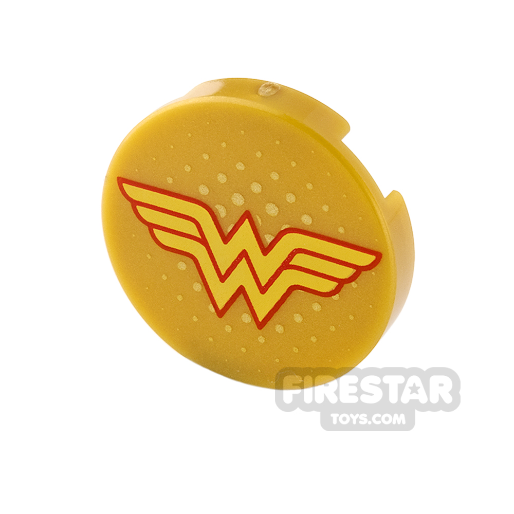 Printed Round Tile 2x2 - Wonder Woman Logo PEARL GOLD