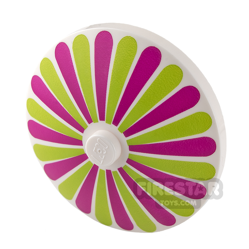 Printed Inverted Dish - Ø32X6.4 - Lime and Magenta Stripes WHITE
