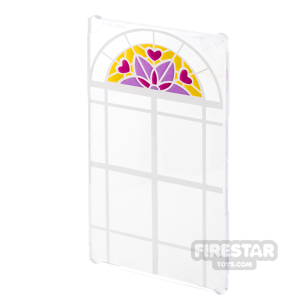 Printed Window Glass 1x4x6 - Hearts and Flowers TRANS CLEAR