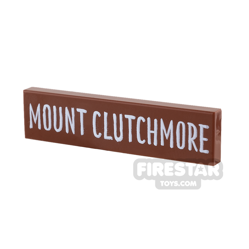 Printed Tile 1x4 - Sign - MOUNT CLUTCHMORE REDDISH BROWN