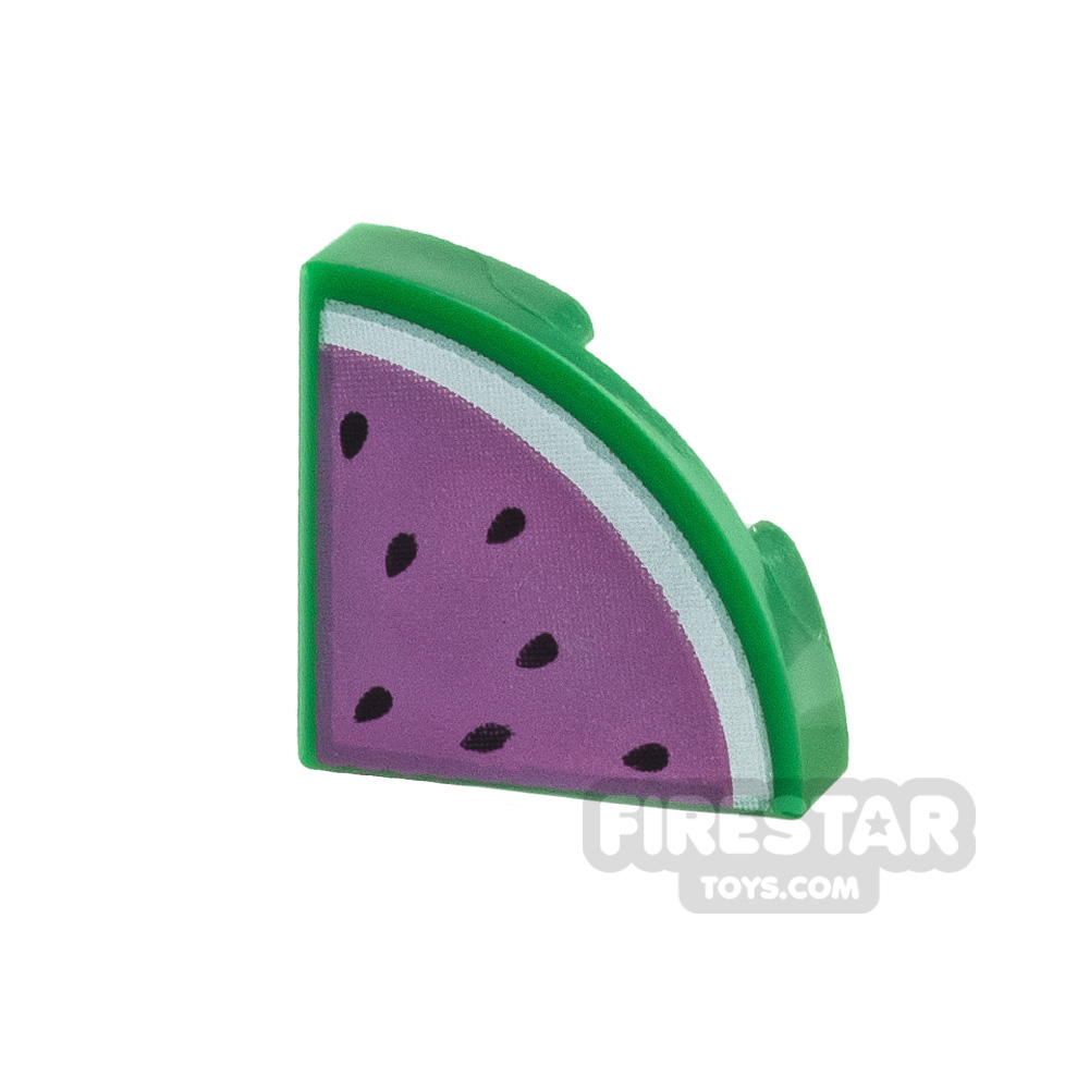 Round Quarter Tile 1x1 Watermelon Slice GREEN