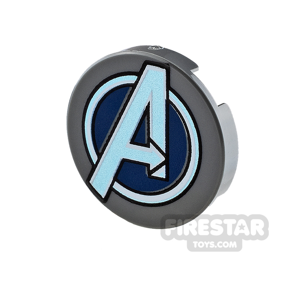 Printed Round Tile 2x2 Avengers Logo DARK BLUEISH GRAY