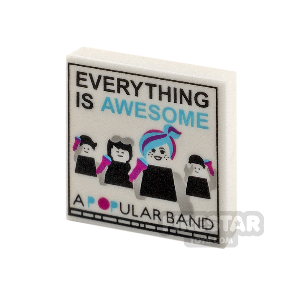 Printed Tile 2x2 Everything Is Awesome WHITE