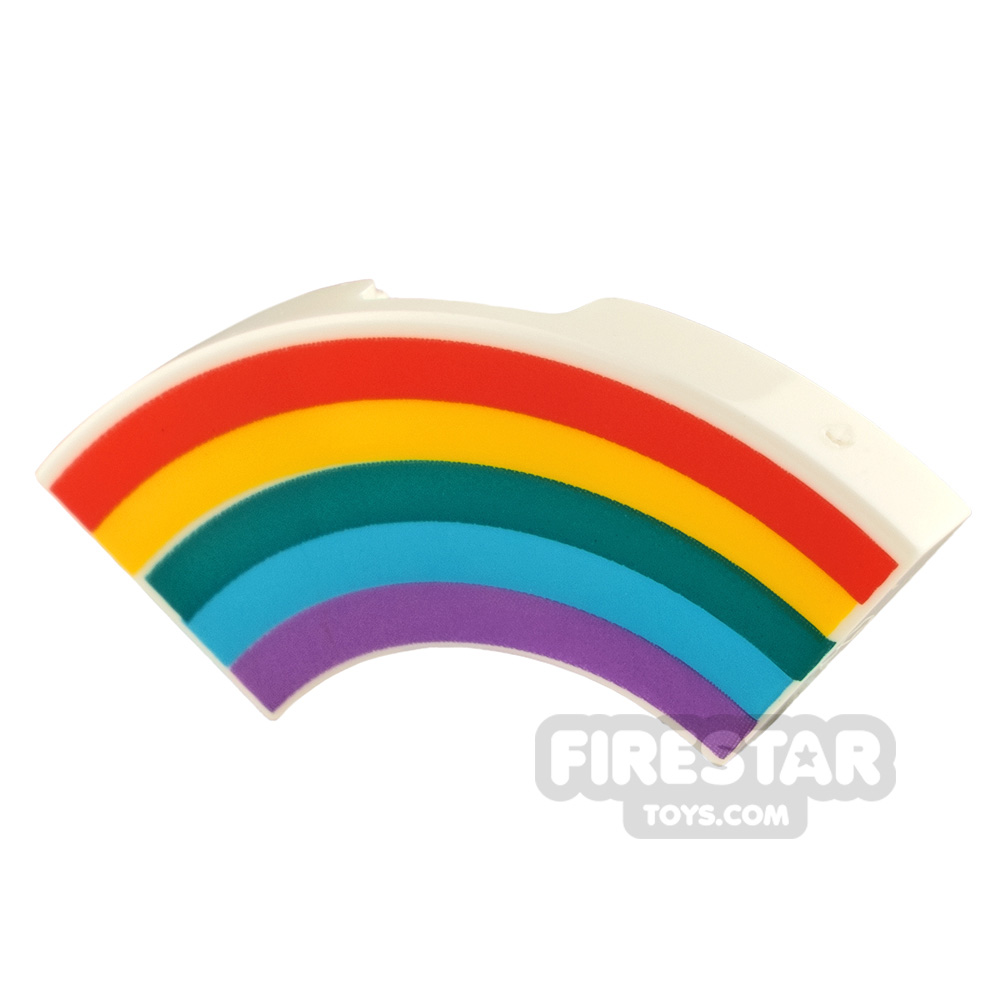 Round Tile 1 x 3 Curved Rainbow WHITE