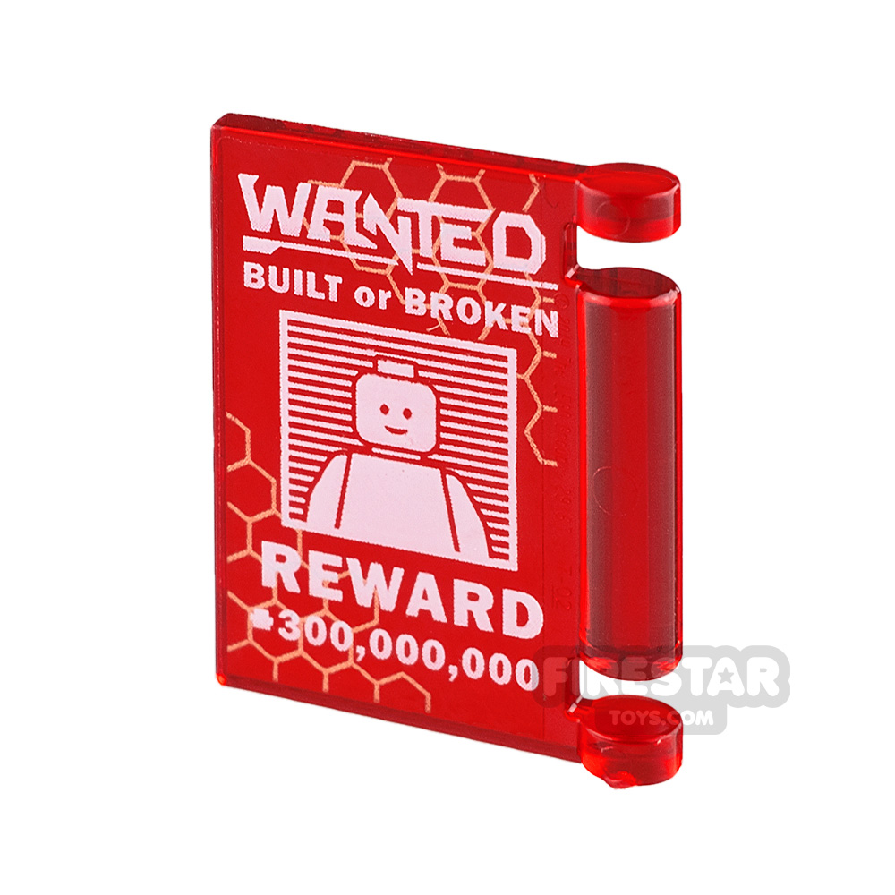 Printed Book Cover 2x2 Wanted Poster TRANS RED