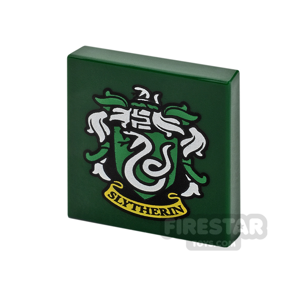Printed Tile 2x2 Slytherin Logo DARK GREEN