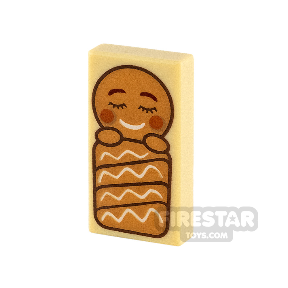 Printed Tile 1x2 Gingerbread Baby