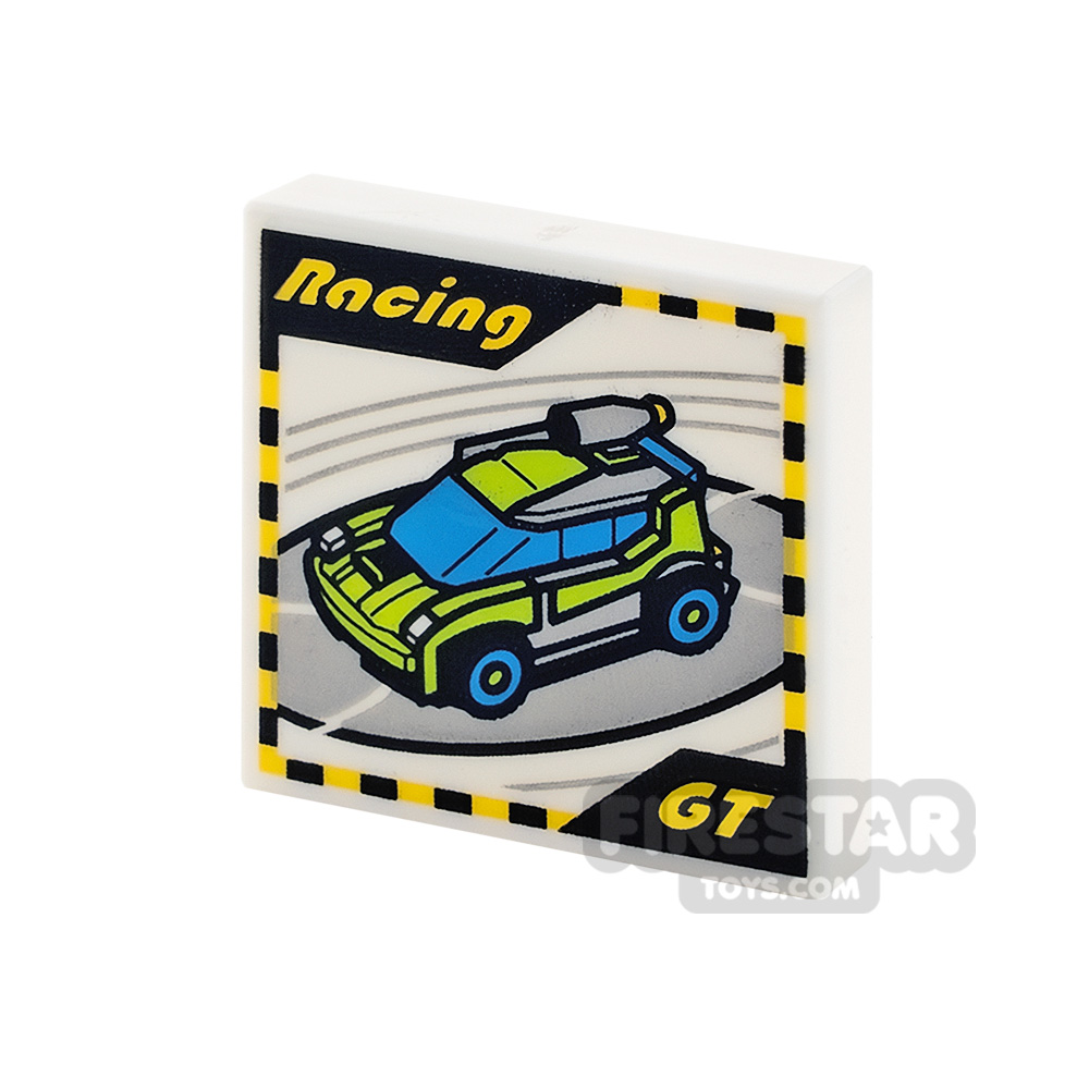 Printed Tile 2x2 Race Car Video Game