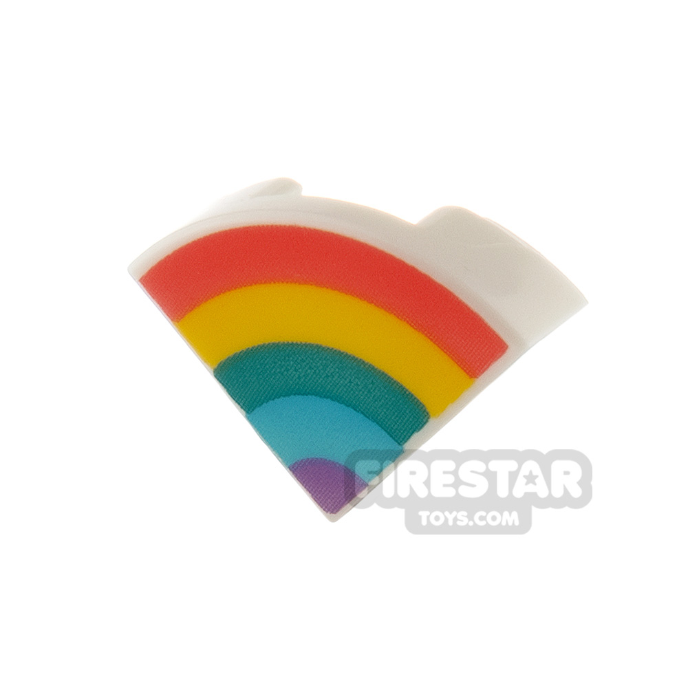 Printed Round Quarter Tile 1x1 Pastel Rainbow WHITE