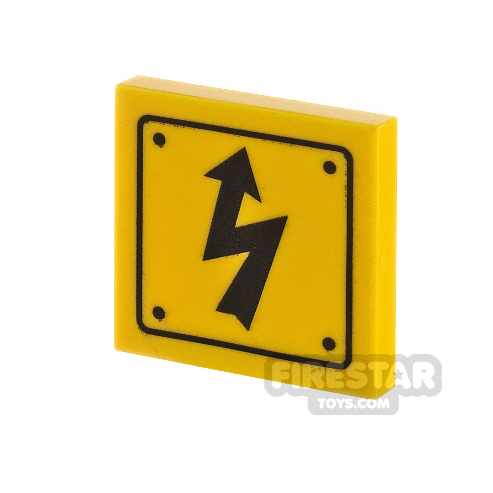 Printed Tile 2x2 Electricity Danger Sign YELLOW