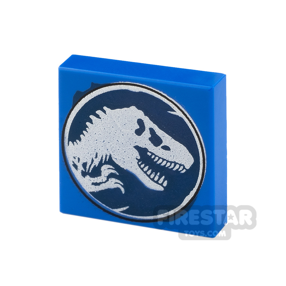 Printed Tile 2x2 Jurassic World Logo BLUE