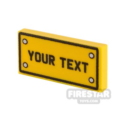 Personalised Car Licence Number Plate - Yellow 1x2 Tile 