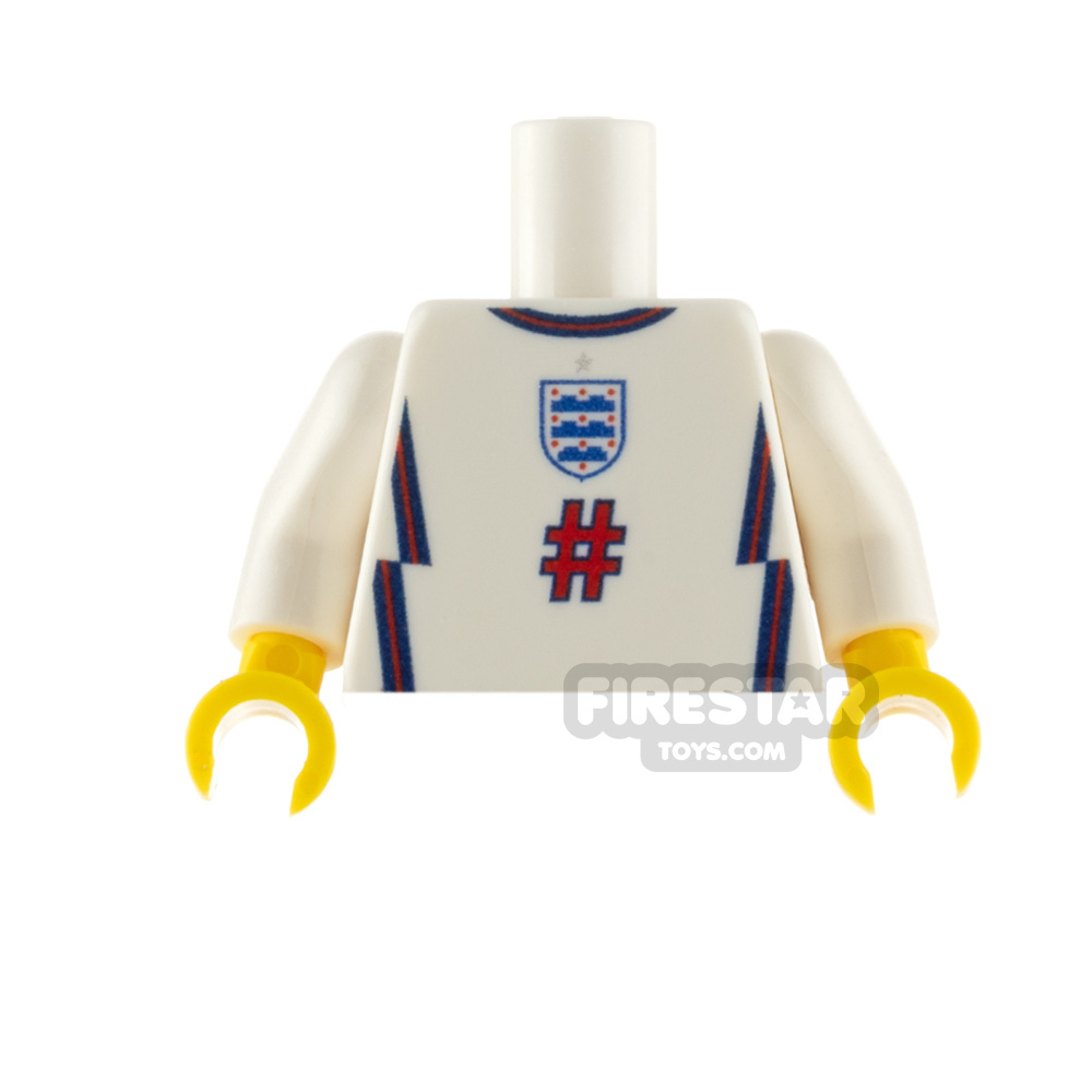 Custom Design Minifigure Torso England Football Jersey WHITE