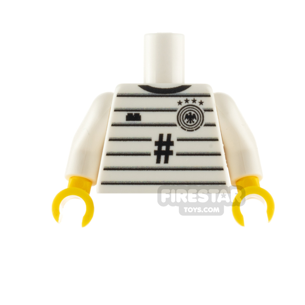 Custom Design Minifigure Torso Germany Football Jersey WHITE
