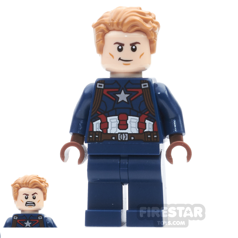LEGO Super Heroes Mini Figure - Captain America - Dark Brown Eyebrows 
