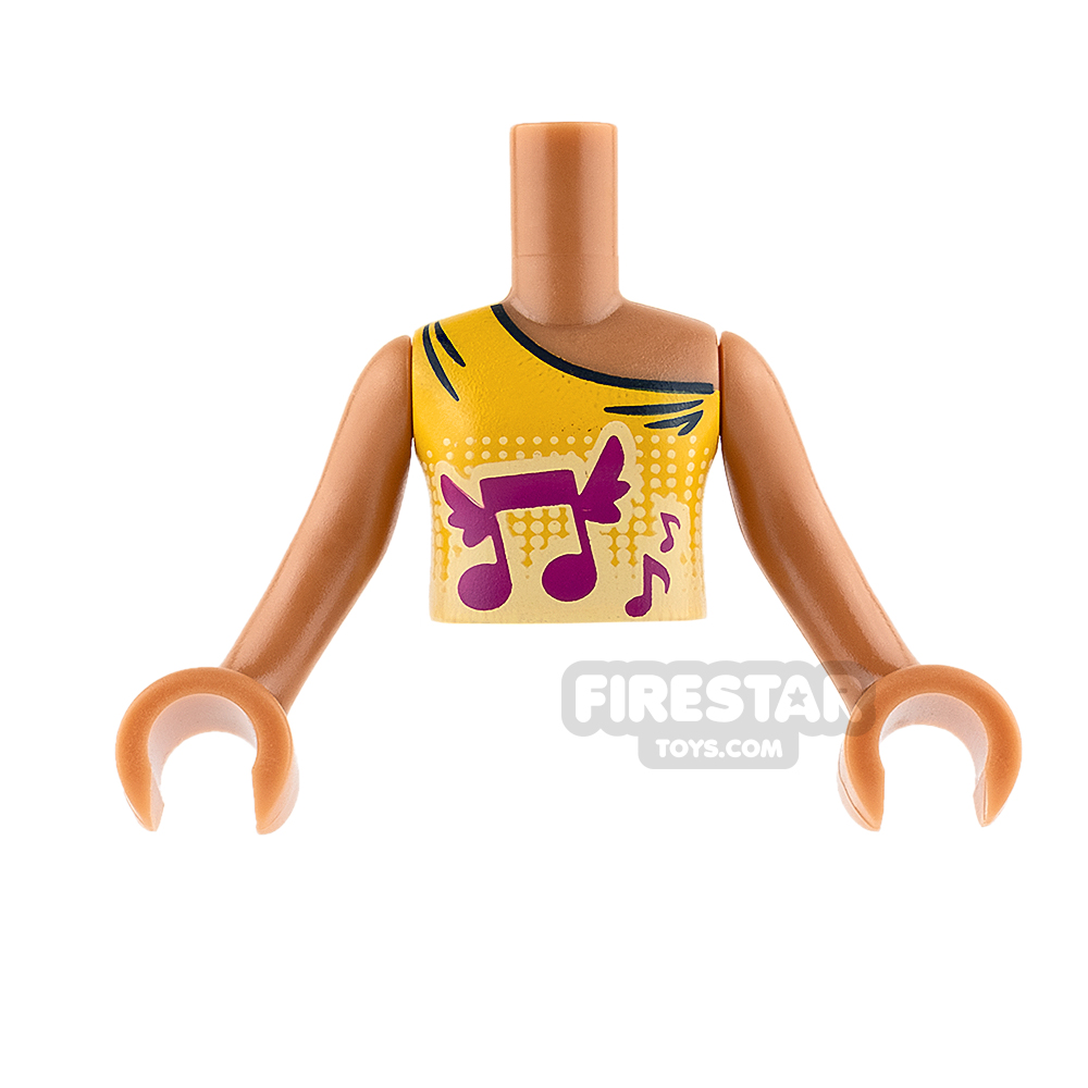 LEGO Friends Mini Figure Torso - Orange Vest Top with Music Notes