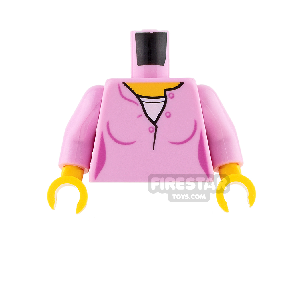 LEGO Mini Figure Torso - Pink Top with White Undershirt BRIGHT PINK