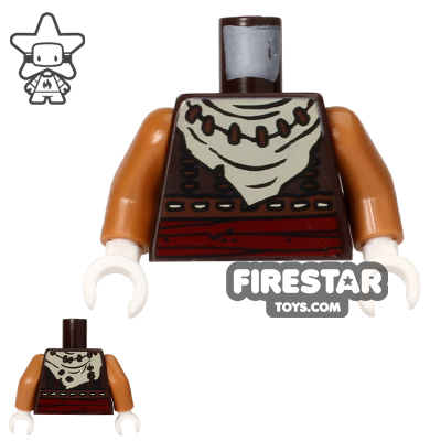 LEGO Mini Figure Torso - Fox - White Bandana DARK BROWN