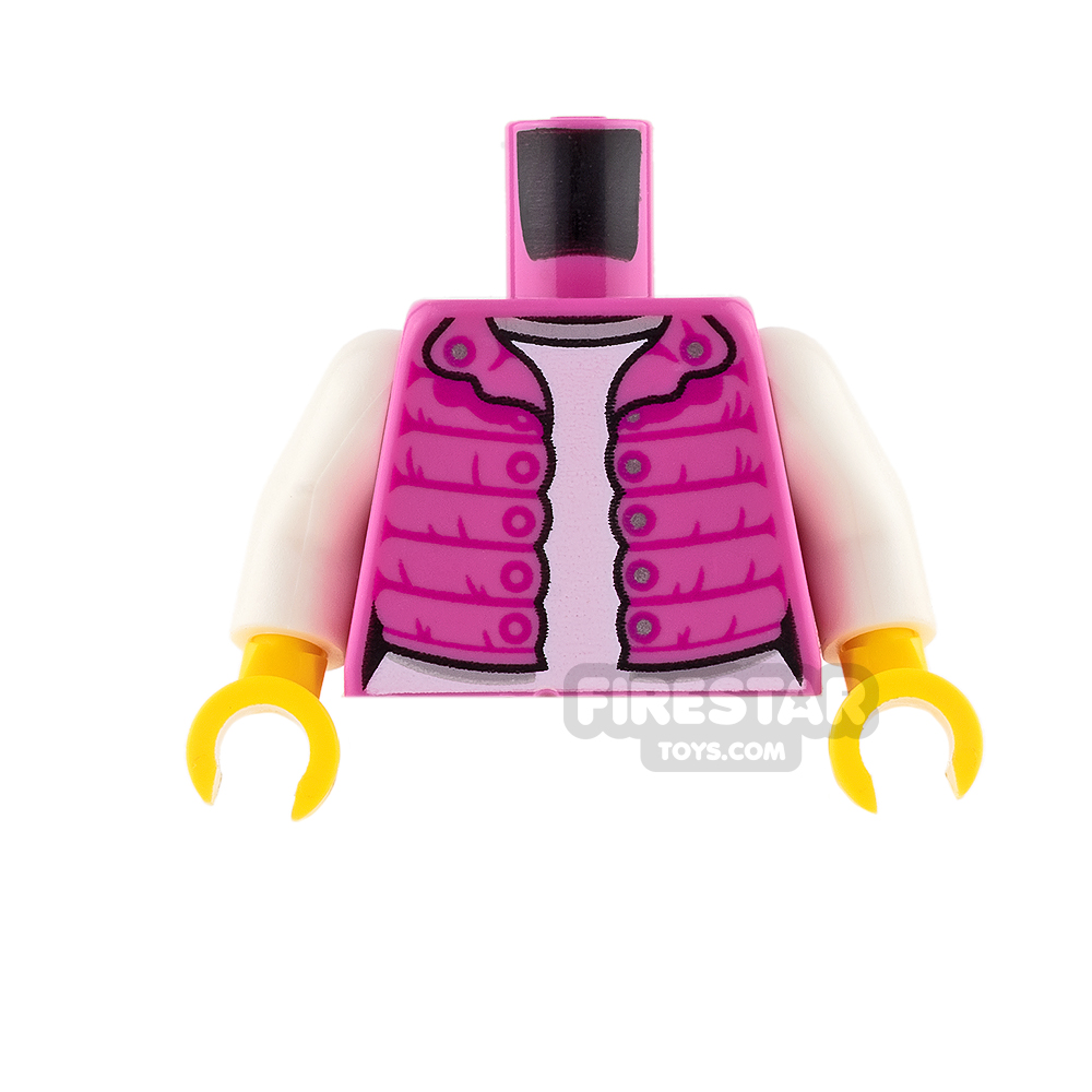 LEGO Mini Figure Torso - Pink Jacket with White Top DARK PINK