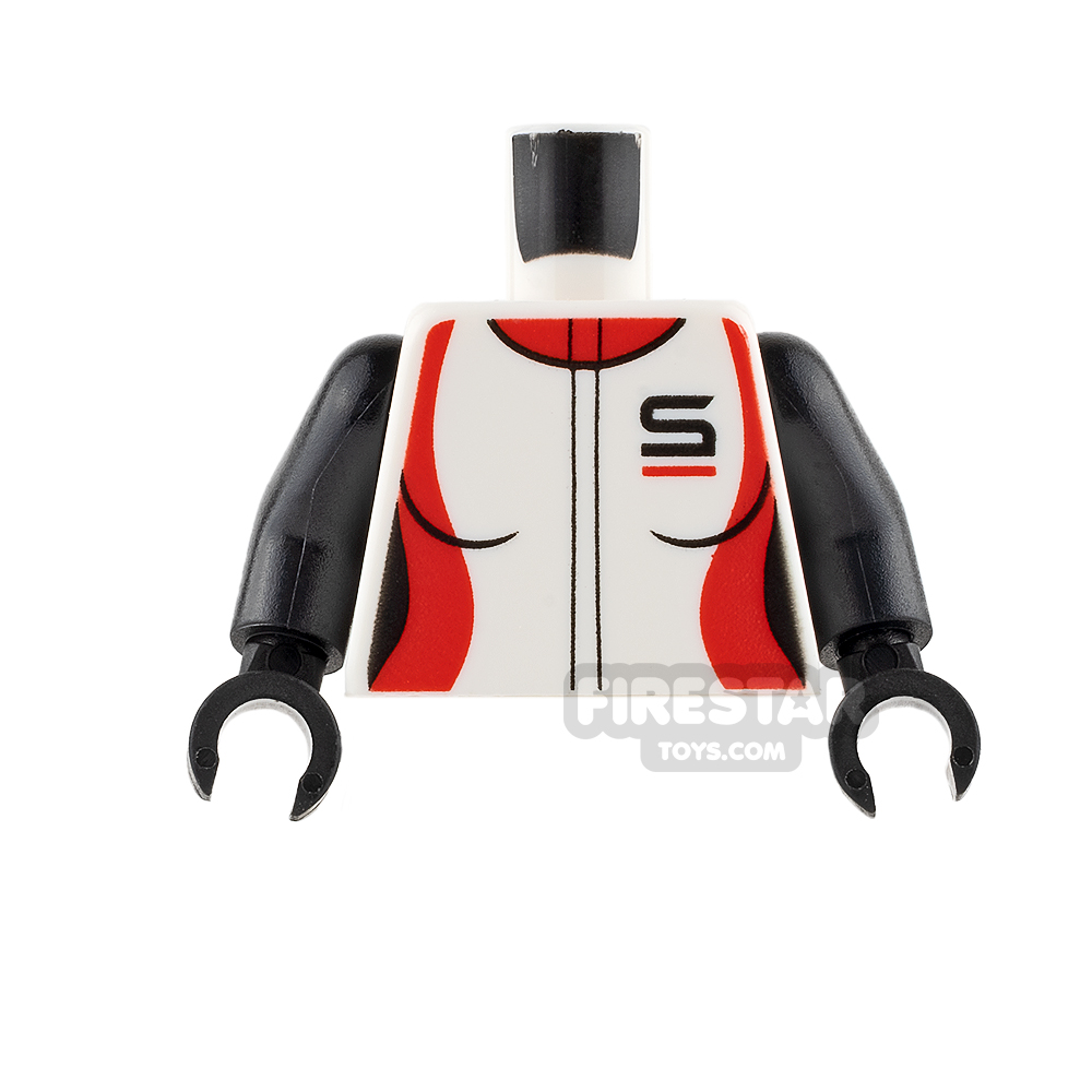 LEGO Mini Figure Torso - Red and White Racing jacket