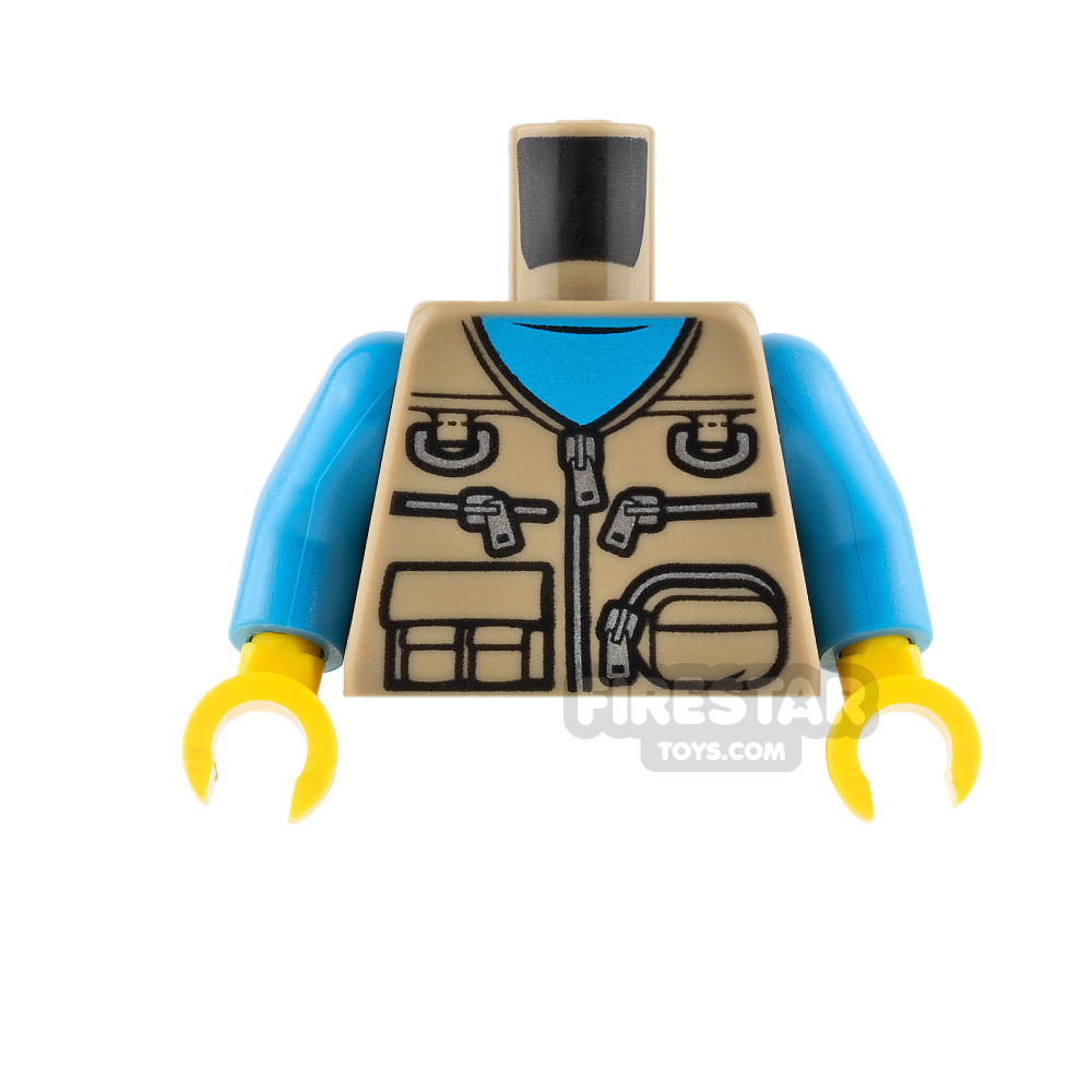 LEGO Mini Figure Torso - Dark Tan Gilet Jacket