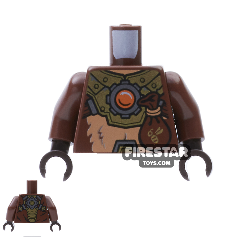 LEGO Mini Figure Torso - Bear - Armour and Pouch REDDISH BROWN
