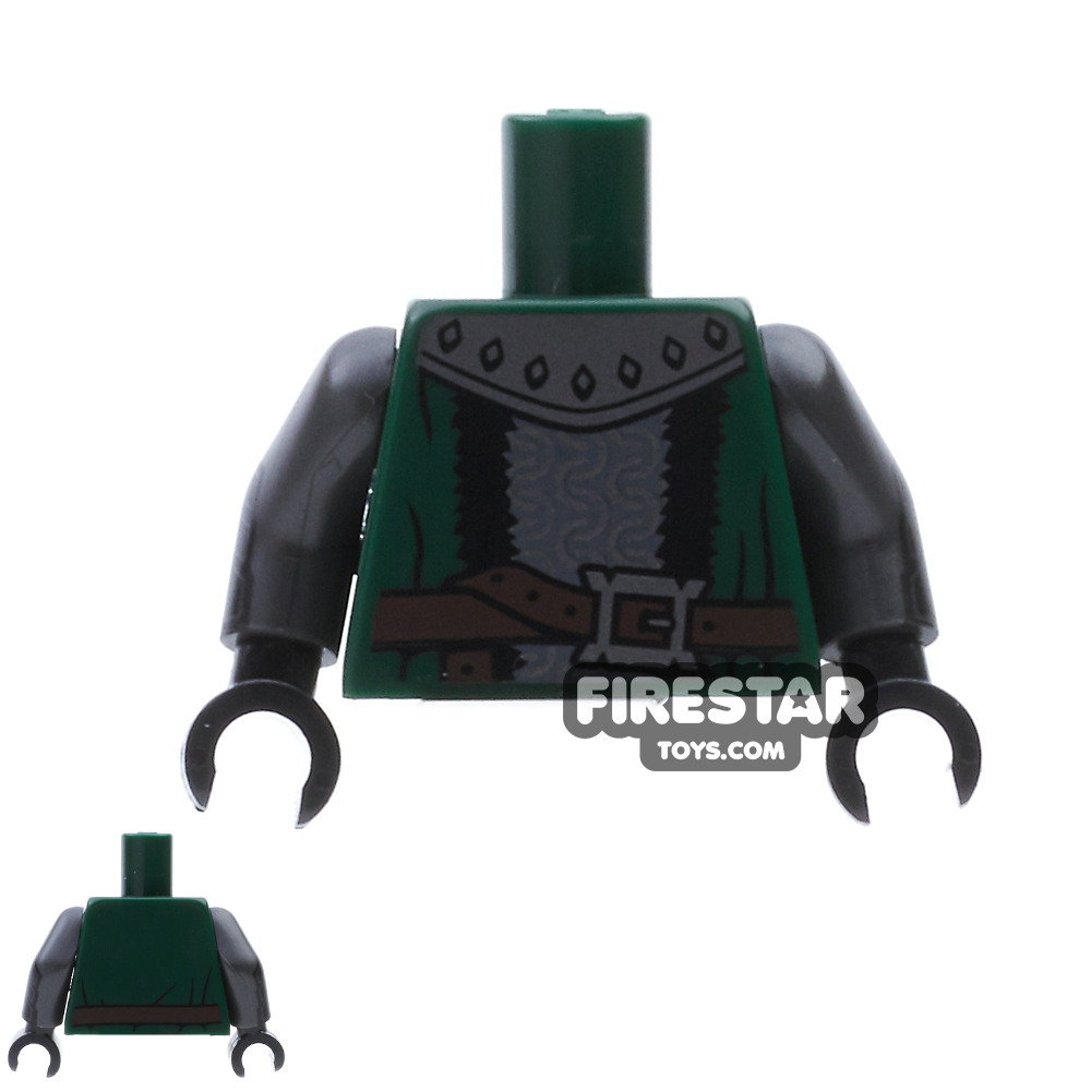LEGO Mini Figure Torso - Knight Armour - Green and Silver DARK GREEN