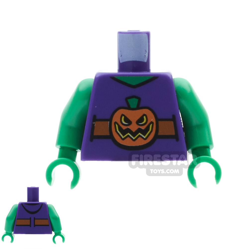 LEGO Mini Figure Torso - Green Goblin Pumpkin Pattern DARK PURPLE