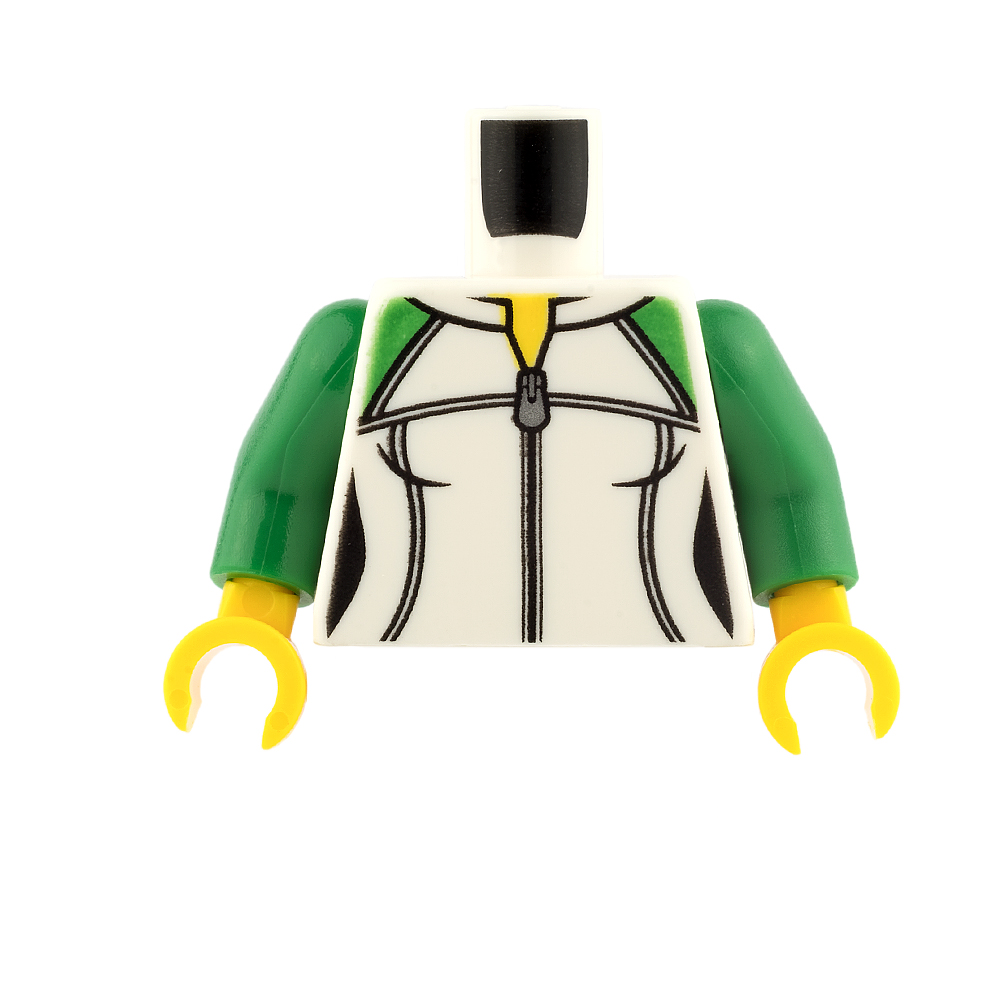 LEGO Mini Figure Torso - Female Sweatshirt with Zipper WHITE