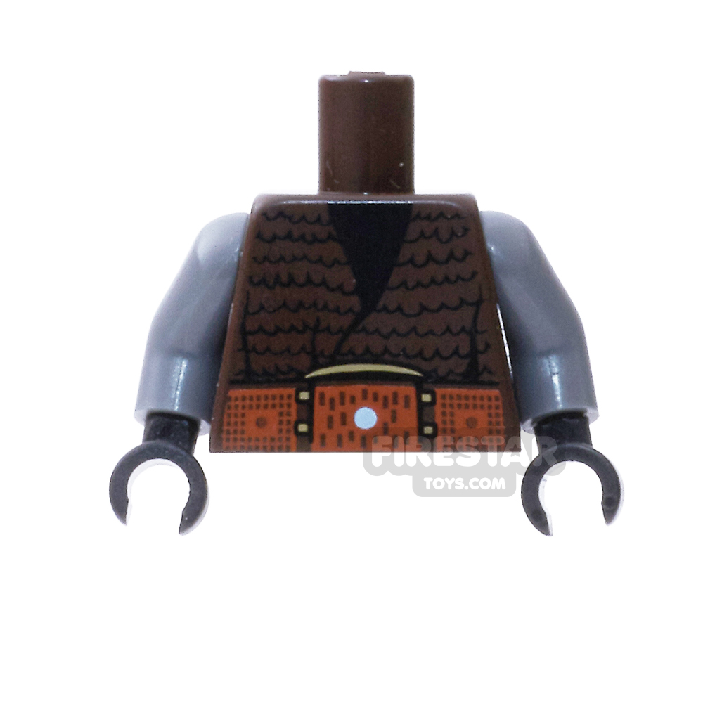 LEGO Mini Figure Torso - Wide Belt - Black Hands DARK BROWN