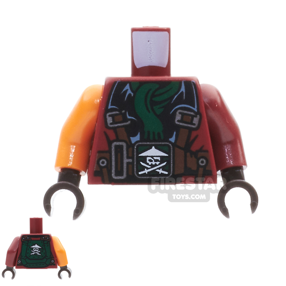 LEGO Mini Figure Torso - Dark Red Jacket with Ninja Skull