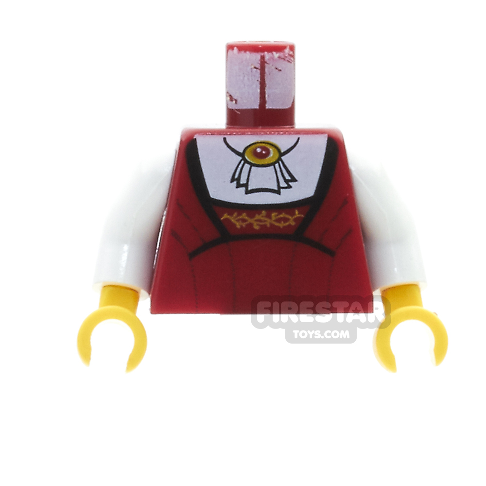 LEGO Mini Figure Torso - Dark Red Top with White Blouse DARK RED