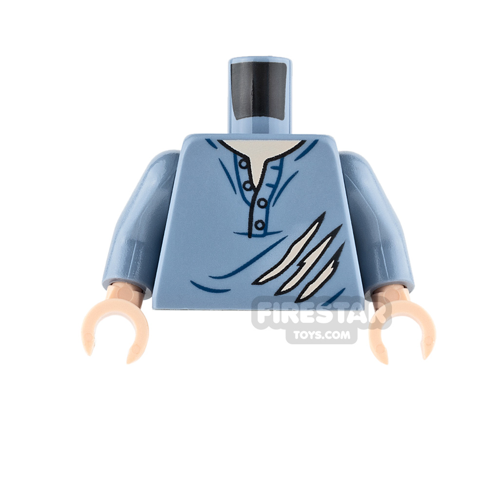 LEGO Mini Figure Torso - Sand Blue T-shirt with Rips SAND BLUE
