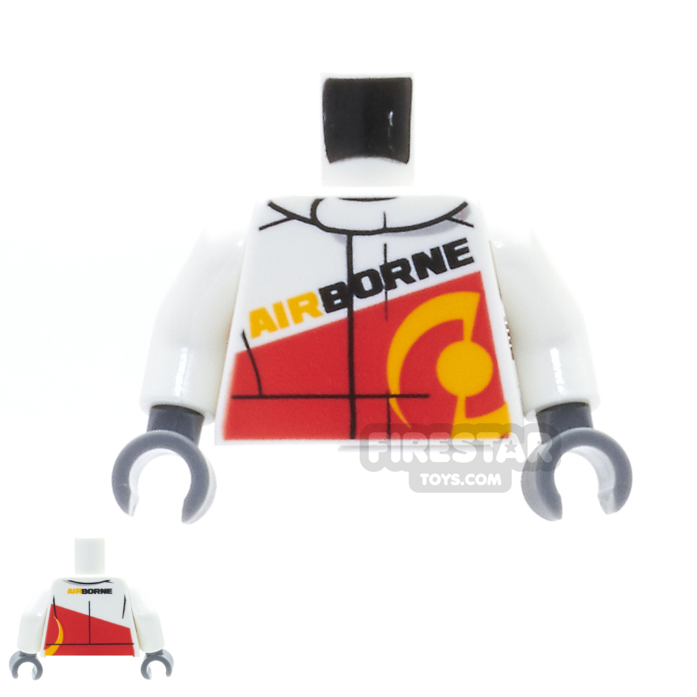 LEGO Mini Figure Torso - Race Suit  with Airborne Logo WHITE