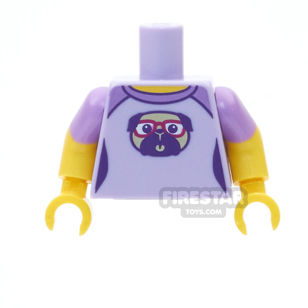 LEGO Mini Figure Torso - Lavender Top With Pug Face