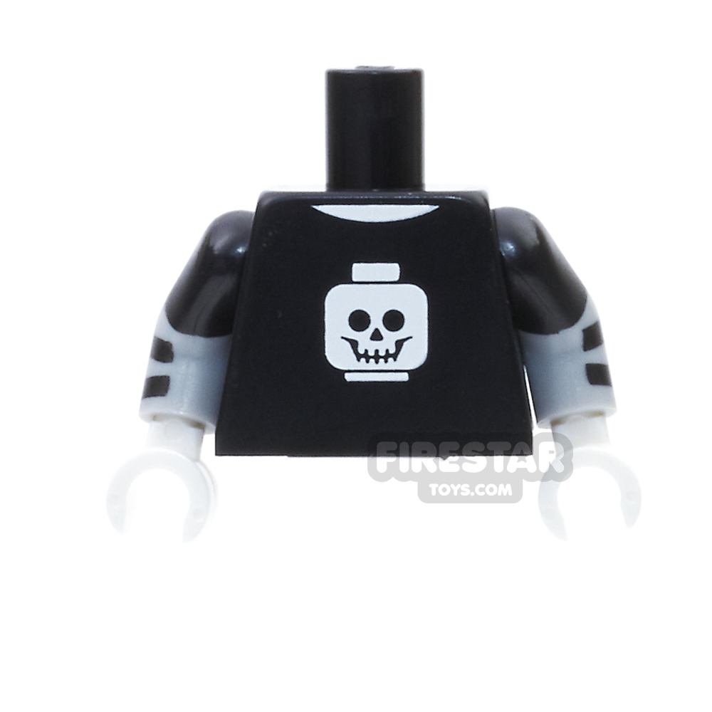 LEGO Mini Figure Torso -  Black With Skull Head and Short Sleeves