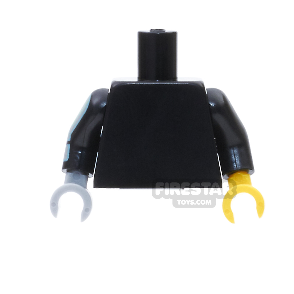 LEGO Mini Figure Torso -  Black With One Yellow / One Light Blueish Gray Hand BLACK