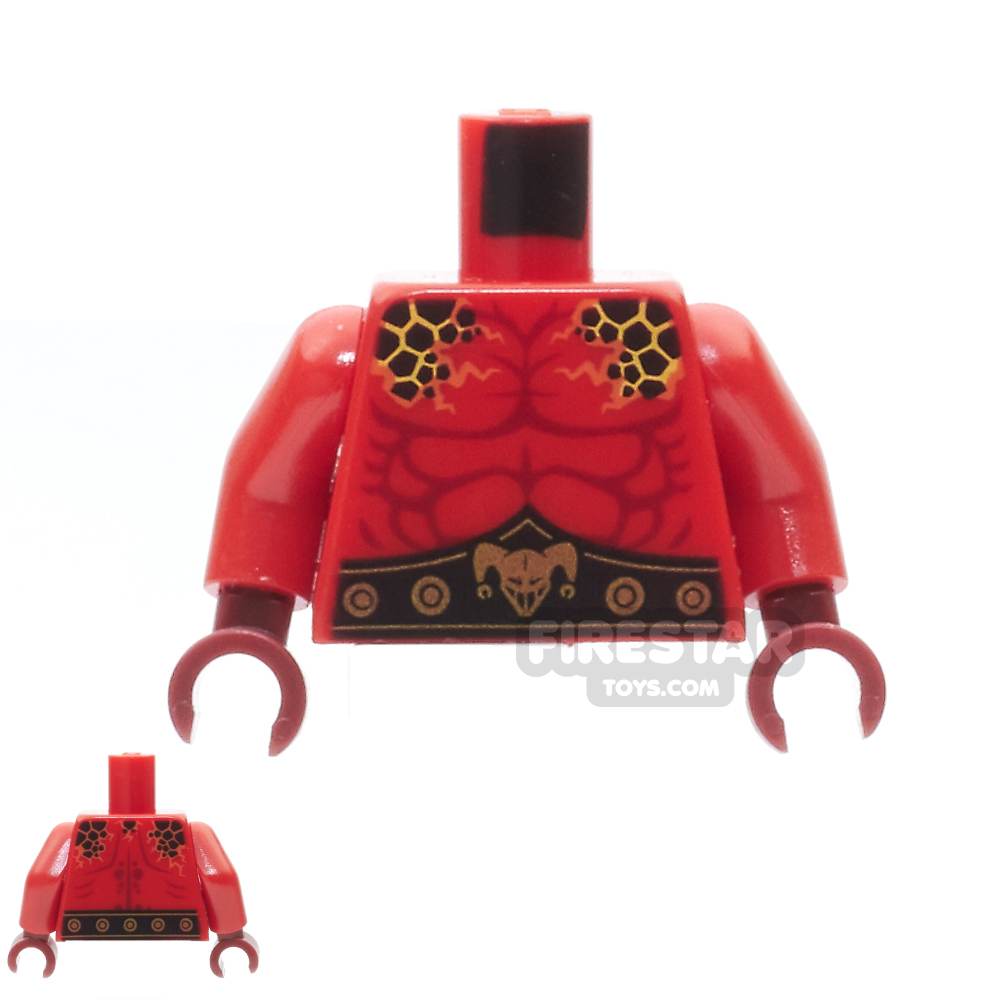LEGO Mini Figure Torso - General Magmar - Jester Belt Buckle RED