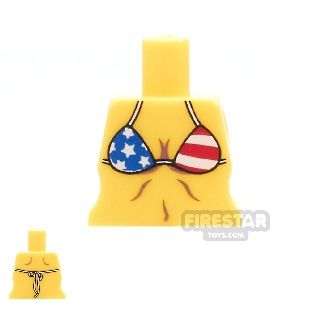 Arealight Mini Figure Torso - Stars and Stripes Bikini - Yellow