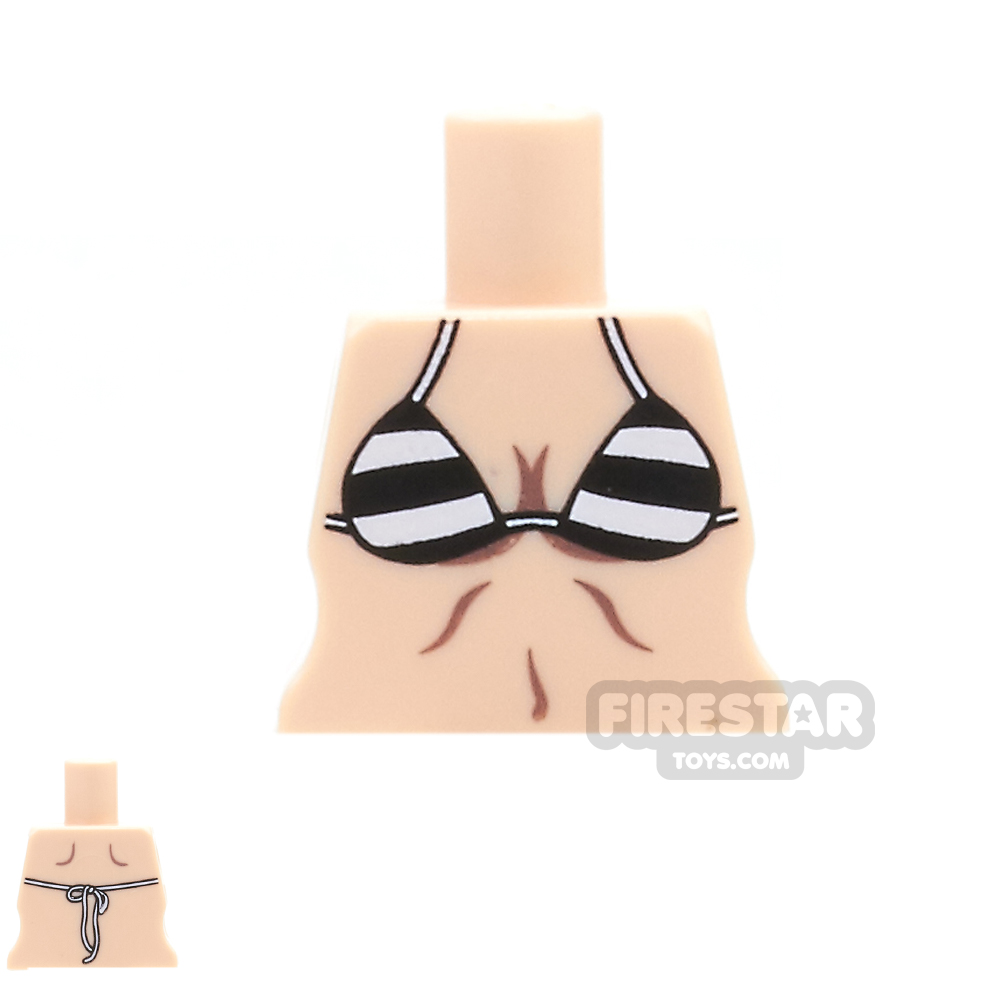 Arealight Mini Figure Torso - Black Stripe Bikini - Light Flesh