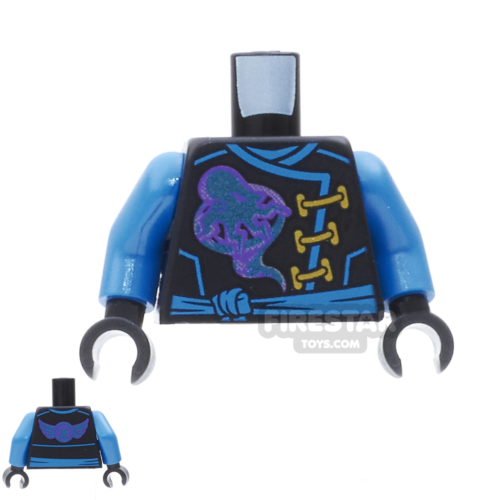 LEGO Mini Figure Torso - Blue Robe with Clasps and Power Symbol BLACK