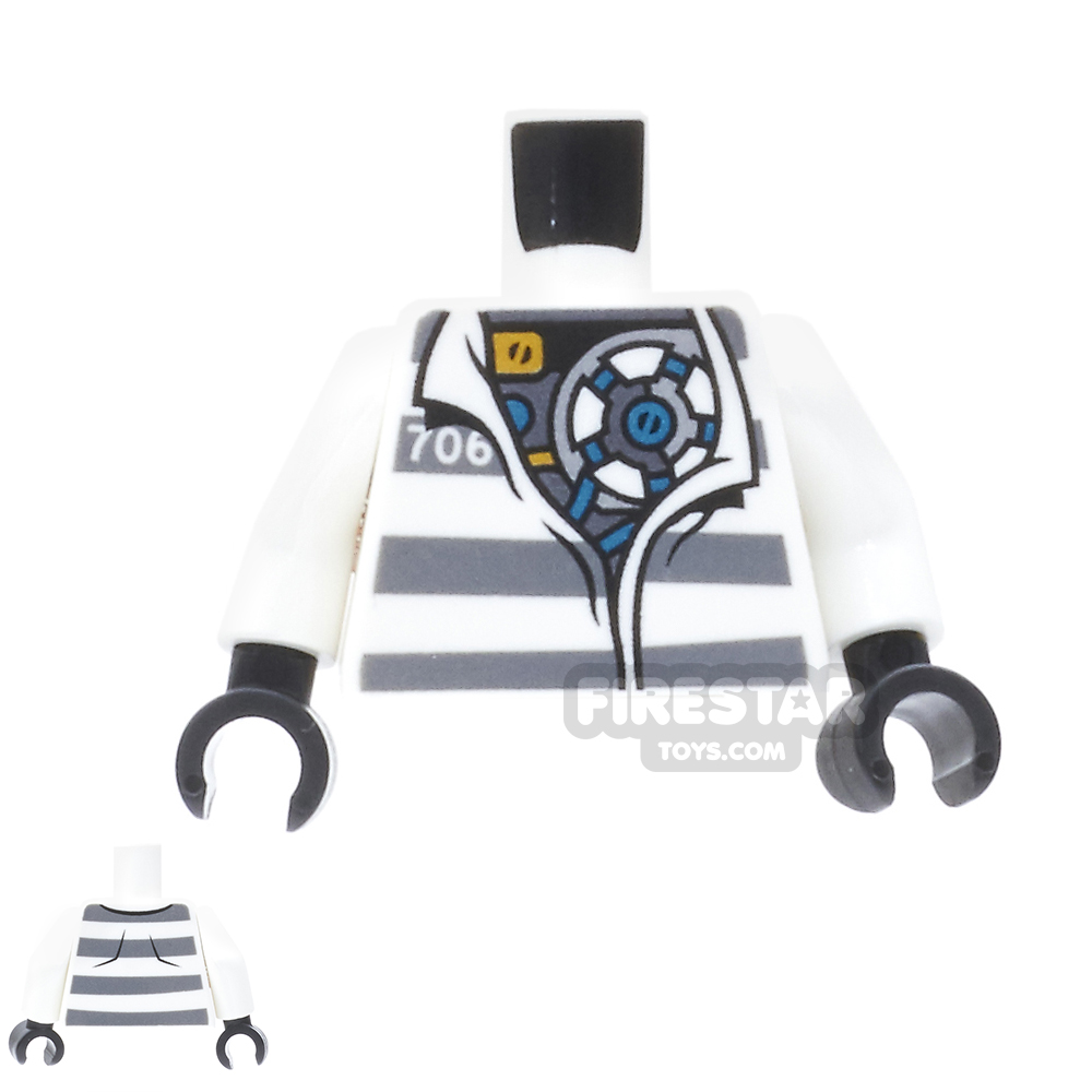 LEGO Mini Figure Torso - Open Prison Jacket - Mechanical Chest WHITE