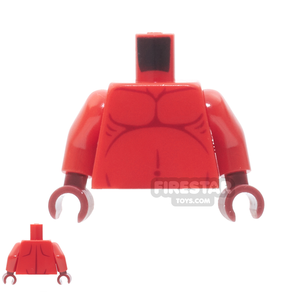 LEGO Mini Figure Torso - Bare Chest with Dark Red Hands