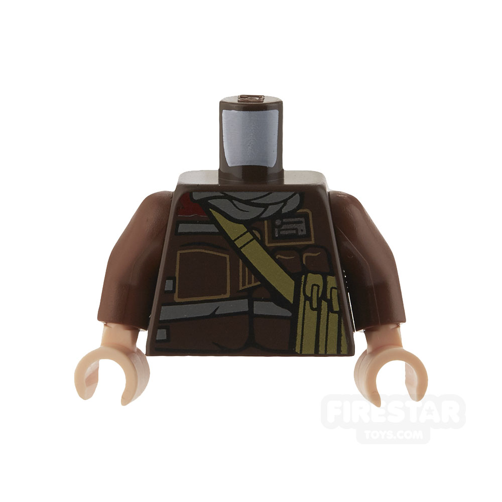 LEGO Mini Figure Torso - Rebel - Dark Brown Jacket with Satchel 