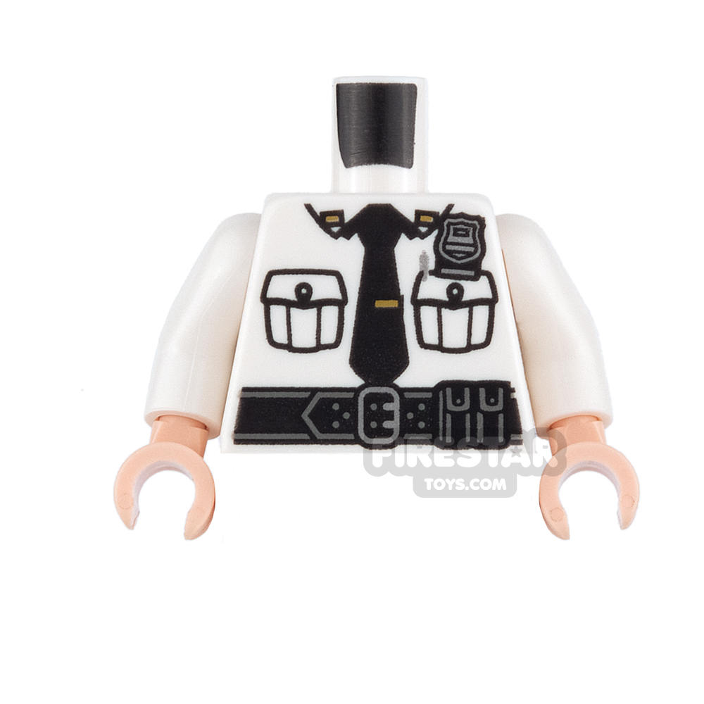 LEGO Mini Figure Torso - Batman Security Guard - Police Shirt WHITE